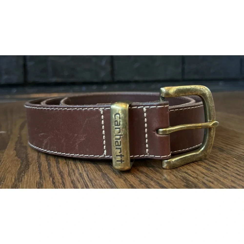 Carhartt Boys 2200 Genuine Leather Belt Brown Size 24 Outdoor Work Classic